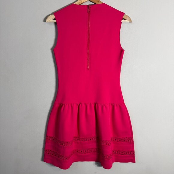 Maje Eyelet Scuba Fit & Flare Mini Dress Women's 2 Medium Pink Cocktail Party - Picture 9 of 13